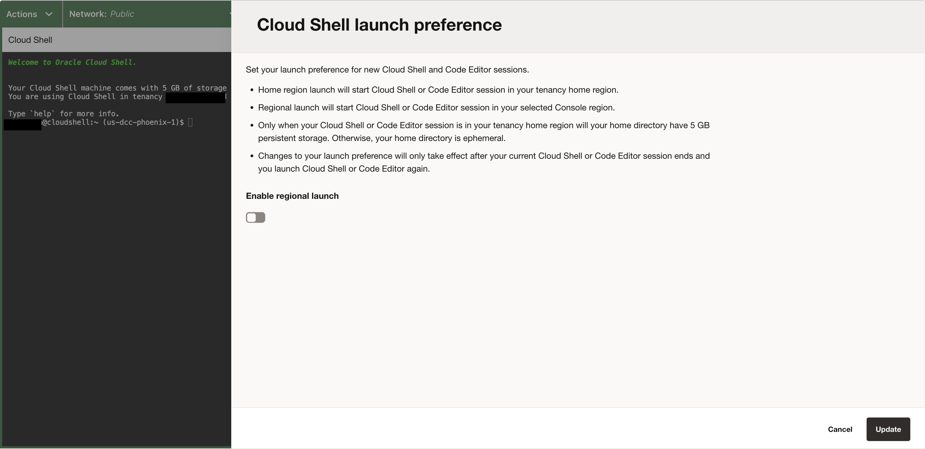 Enable regional launch setting