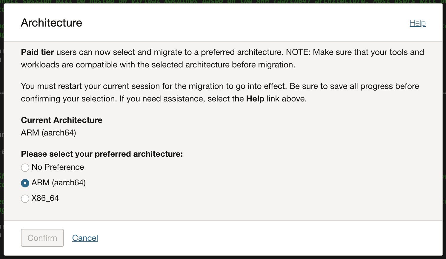 Cloud Shell Architecture dialog