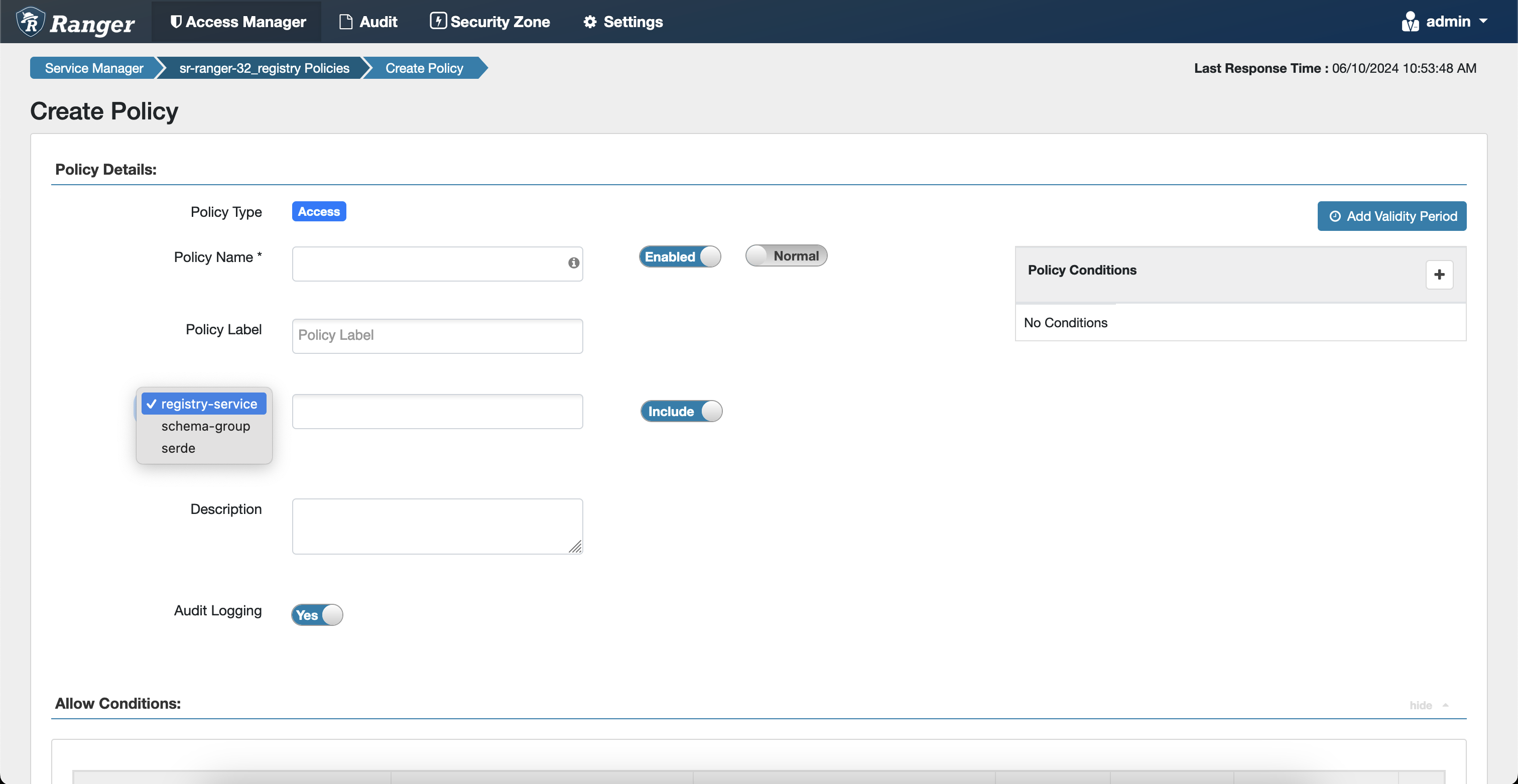 schema registry ranger create new policy