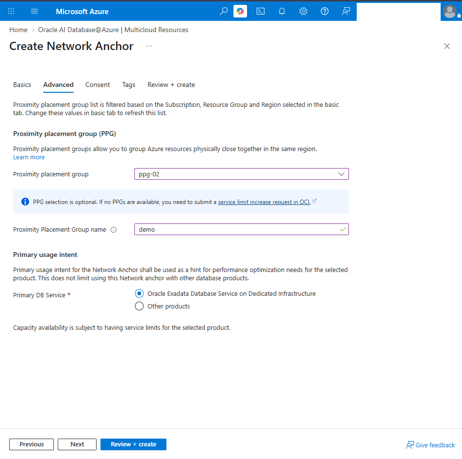 This screenshot shows how to create a Network Anchor.
