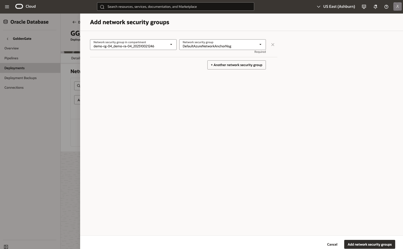 This screenshot shows how to create Network Security Groups.