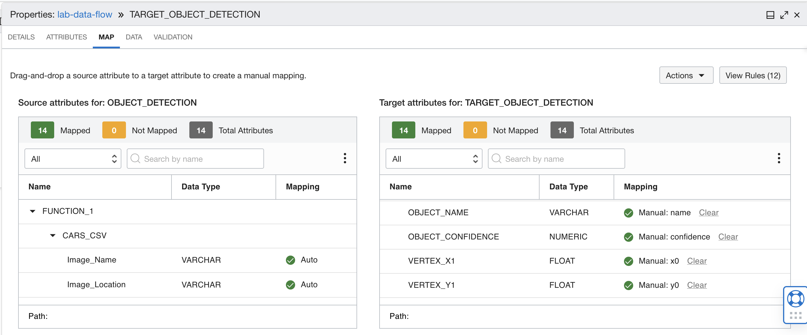 The second four mappings shown in the application