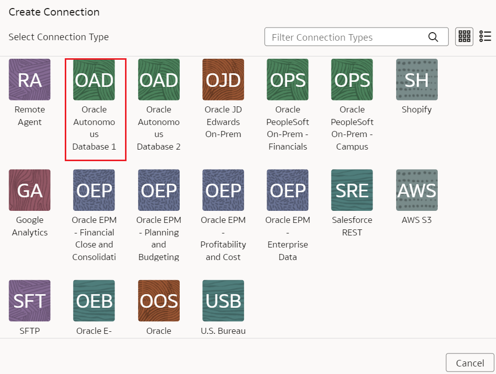 Oracle Autonomous Database connection option