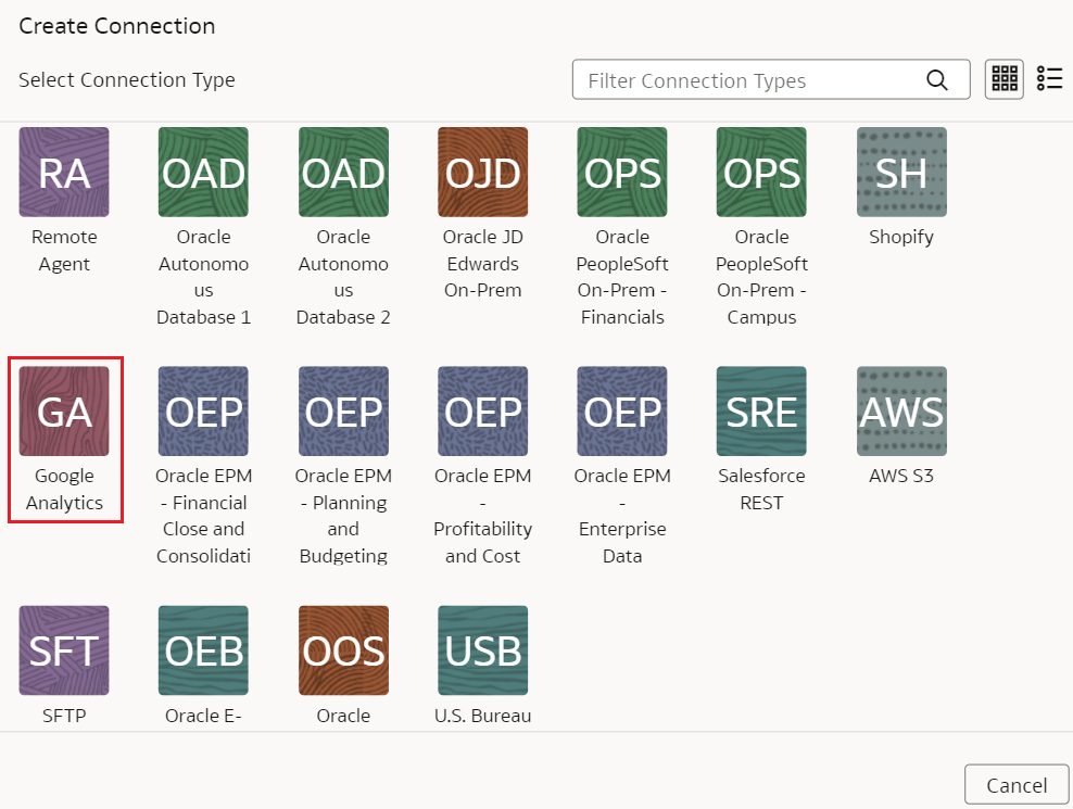 Google Analytics connection option