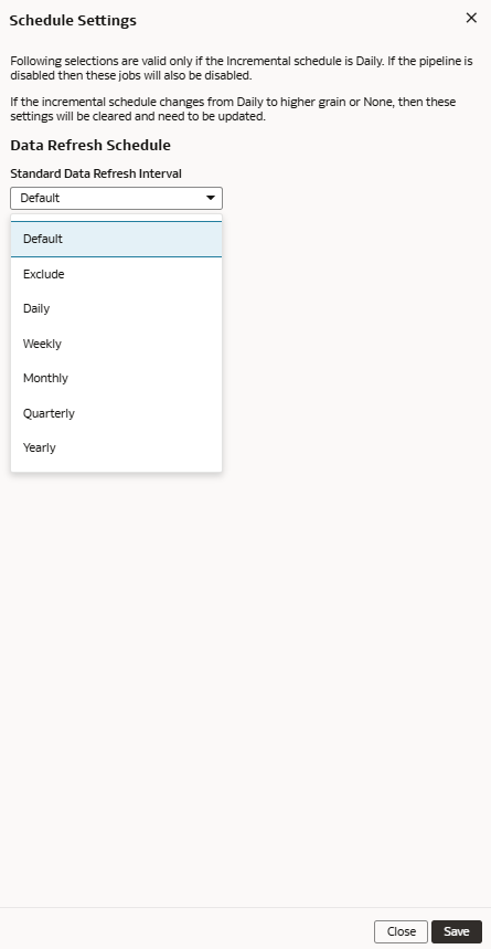 Schedule Settings dialog