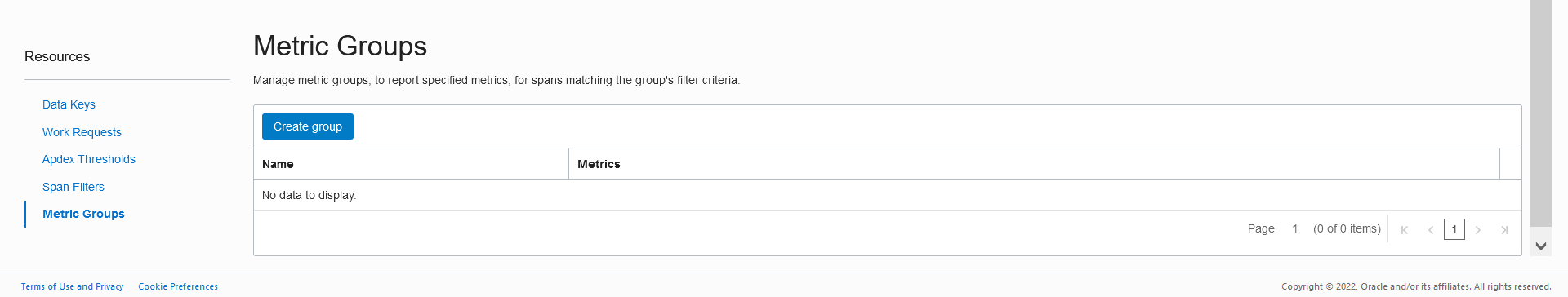 Metric Groups pane