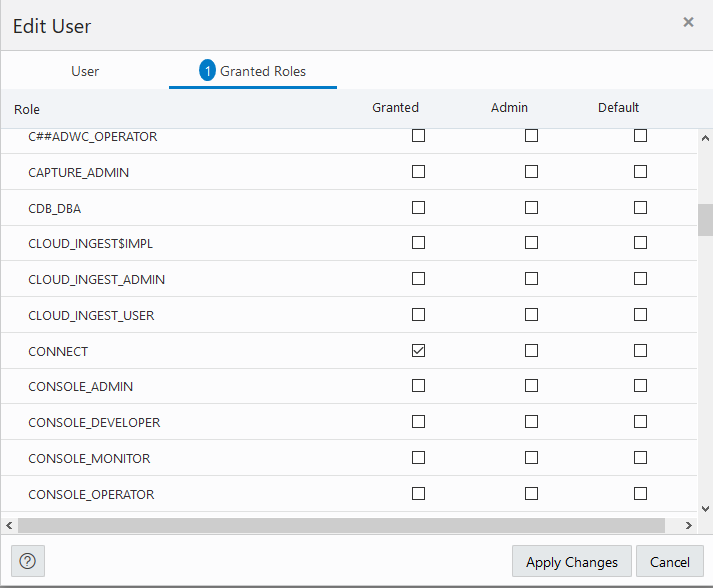 Description of adb_databaseactions_granted_roles.png follows