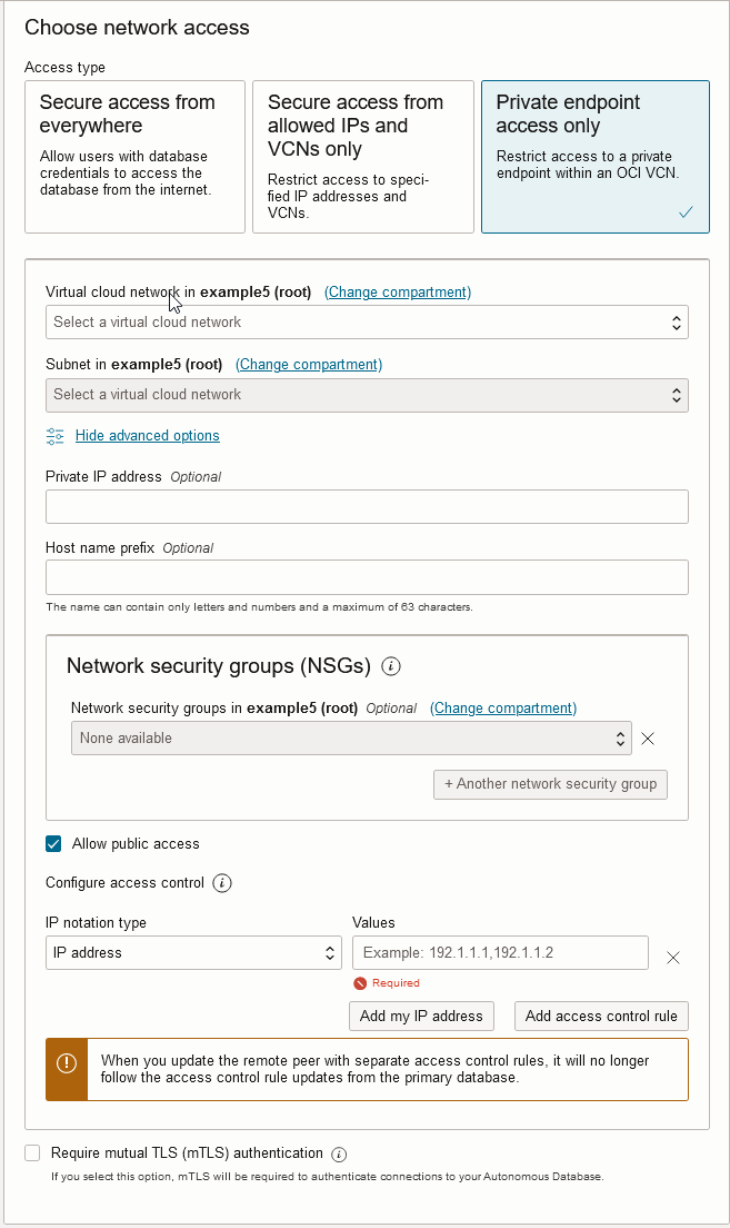 Description of adb_network_access_private_advanced.png follows