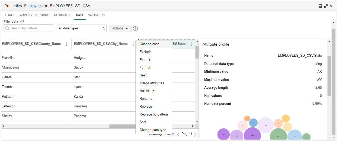 Data tab in Properties panel