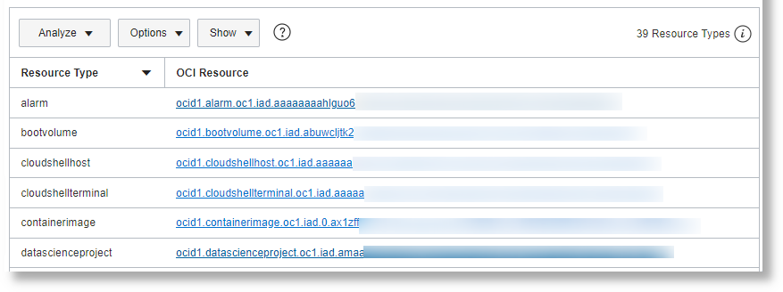 OCID Shortcut to Link to OCI Resources