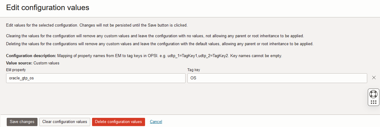 EM Property to OCI Tag Mapping showing the tag creation