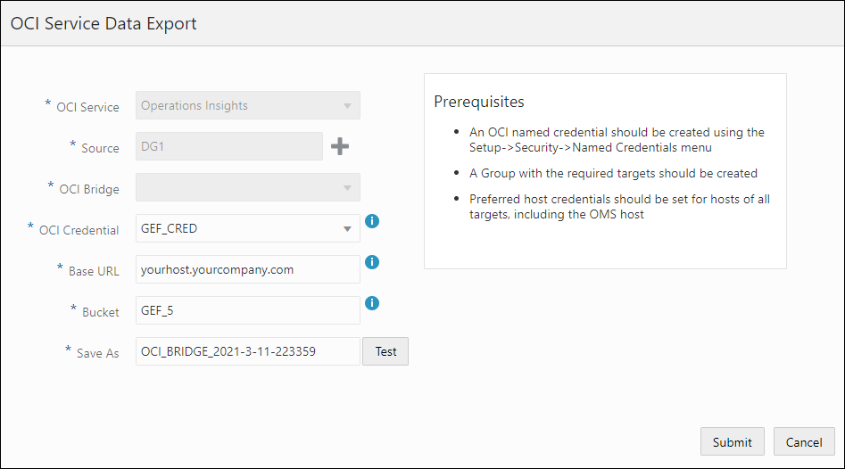 Image illustrates how to check for OCI bridge connectivity.