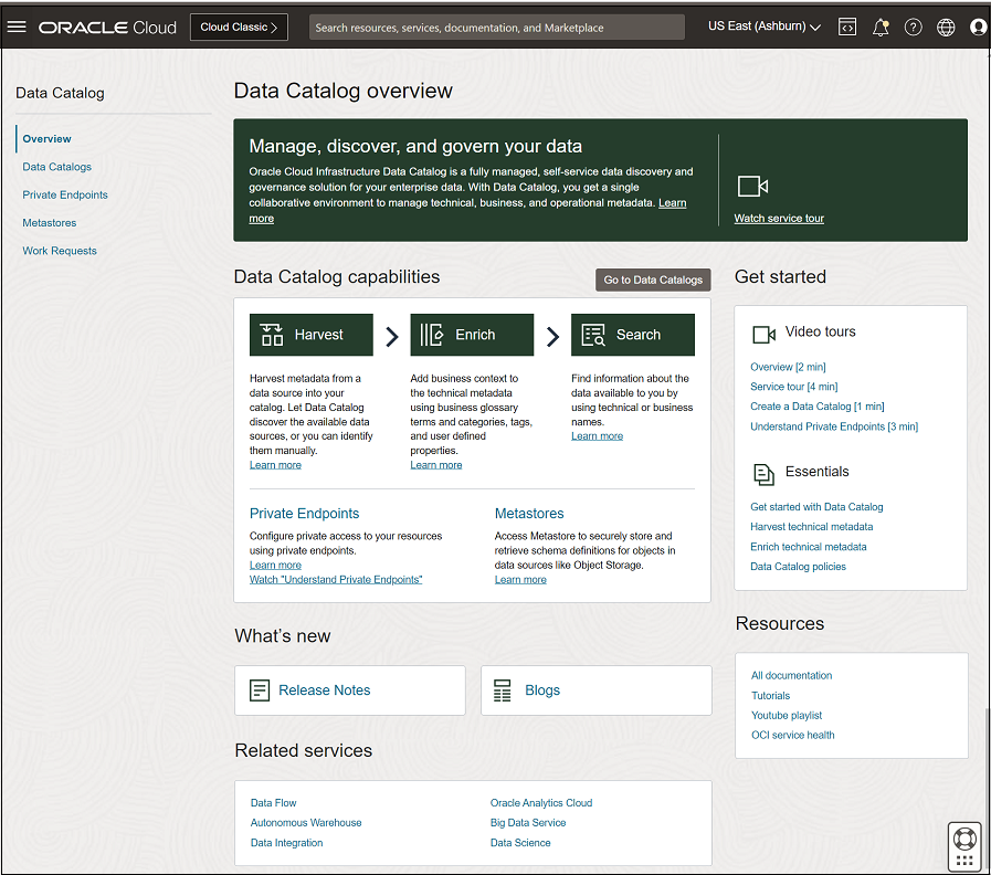 Click to expand Data Catalog Overview page