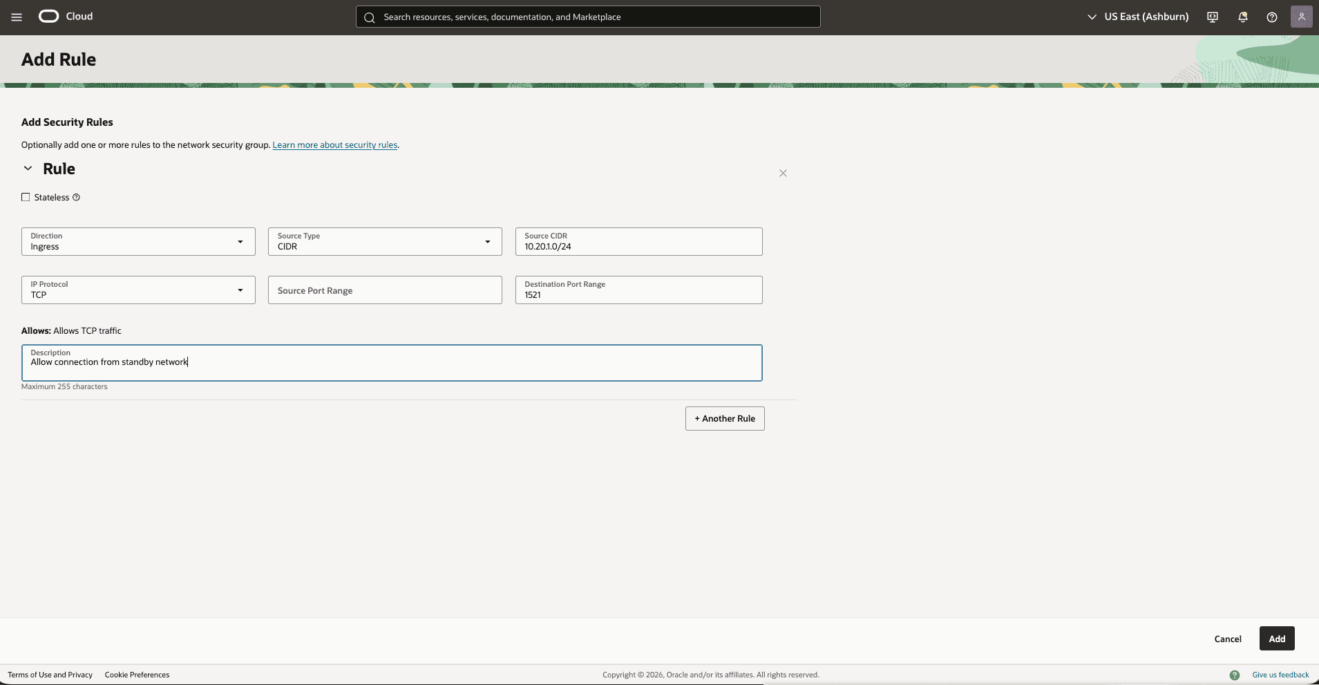 This screenshot shows how to configure the network in the primary zone.