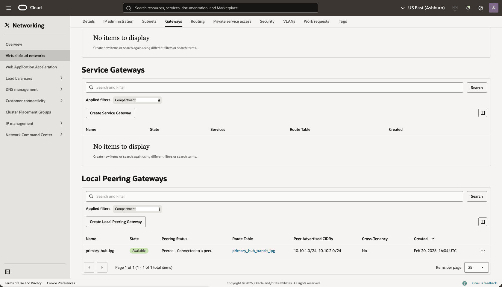 This screenshot shows how to configure the network in the primary region. This screenshot shows how to configure the network in the primary region.