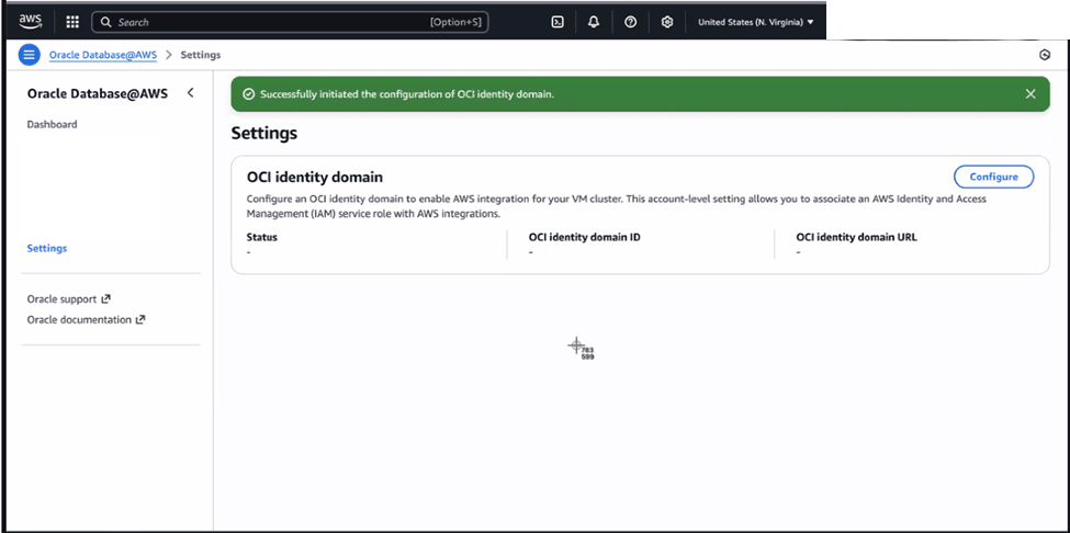 This screenshot shows how to configure the OCI Identity Domain.
