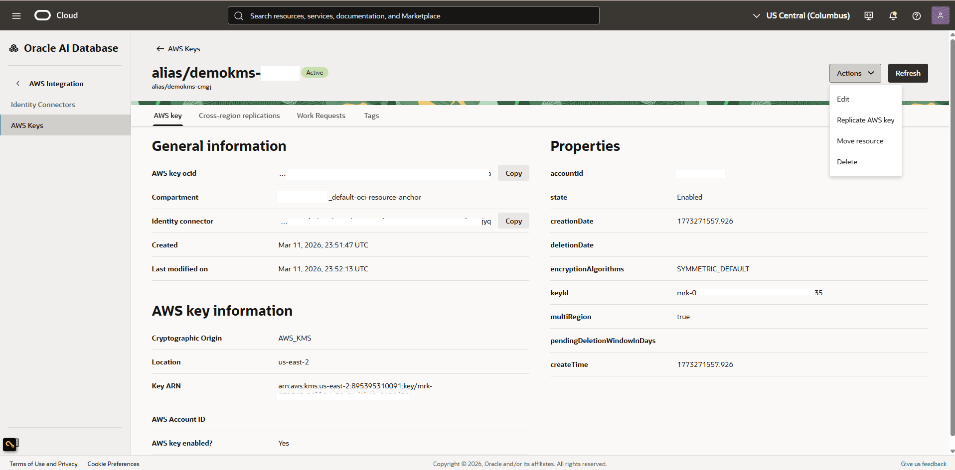 This screenshot shows how to replicate AWS key. This screenshot shows how to replicate AWS key.