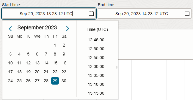Click to expand Calendar tool provided for start and end times