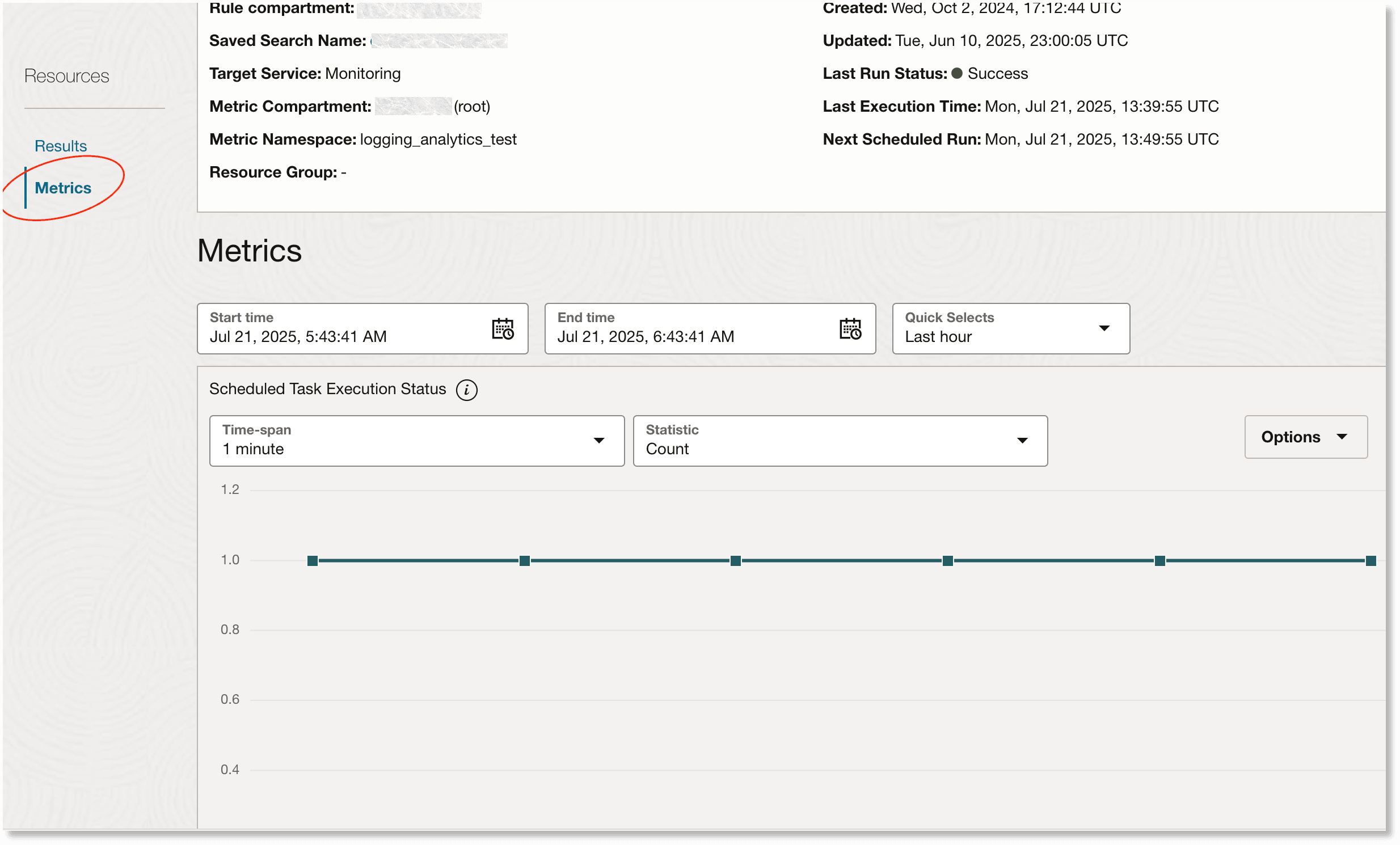 Execution status metrics Execution status metrics