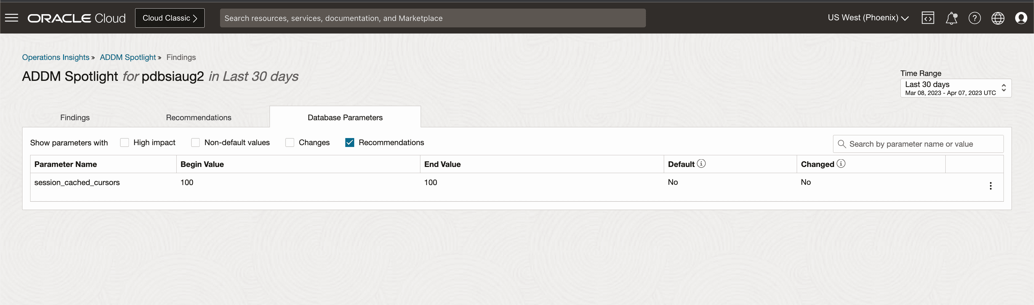 Database Parameters Landing Page Database Parameters Landing Page