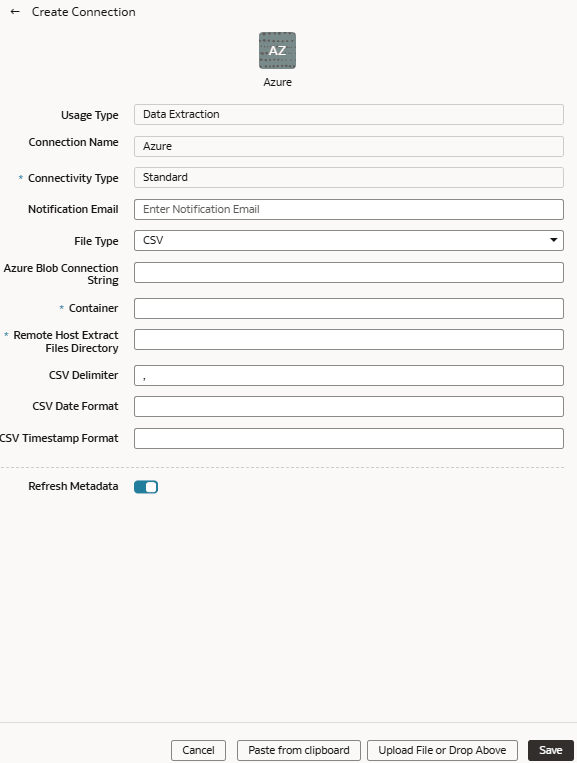 Azureストレージ接続ダイアログ Azureストレージ接続ダイアログ