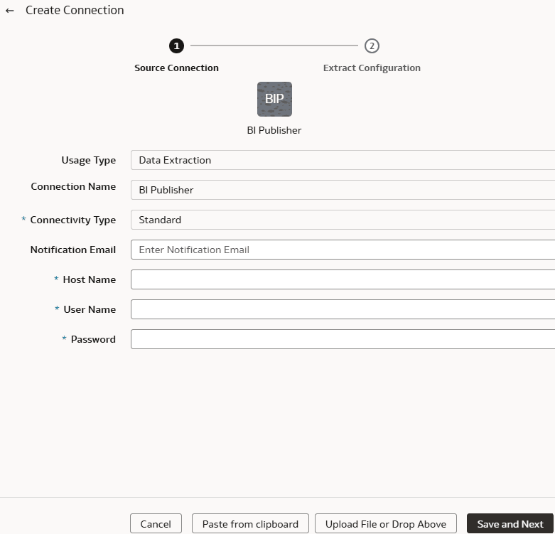 「BI Publisherのソース接続」ダイアログ