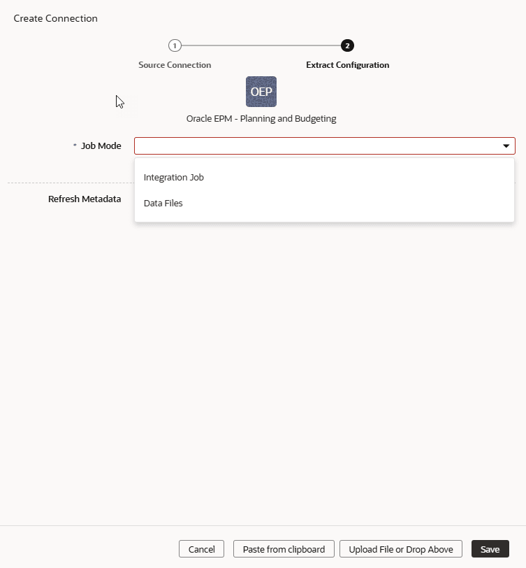 抽出構成EPM接続の作成 抽出構成EPM接続の作成