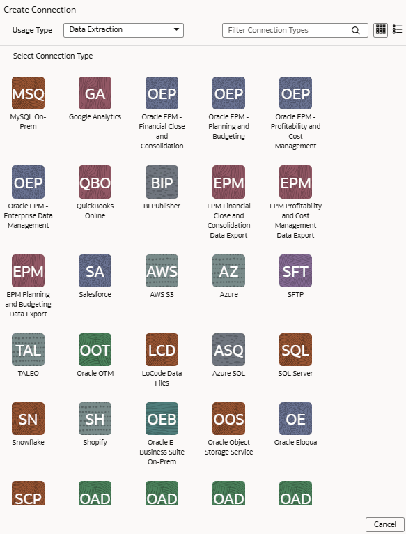 Oracle Eloqua接続タイプ Oracle Eloqua接続タイプ